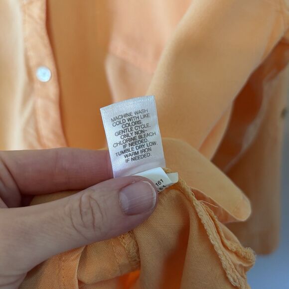 J. Jill Light Orange Button Up Top Roll Tab Sleeve Tunic Shirt Womens Sz XL - Picture 6 of 8